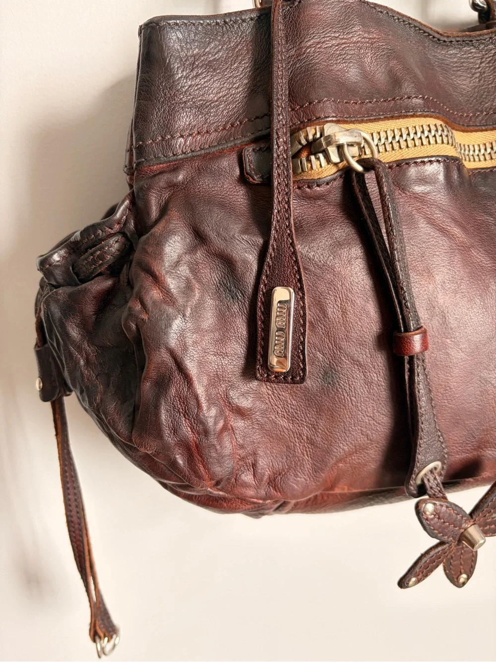 Miu Miu Archive 2006 Leather Flower Pocket Bag - Picture 2 of 11